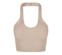 Urban Classics Ladies Rib Knit Crossed Neckholder Top Lighttaupe Taglia: XL | Canottiere Outlet | Donna |
