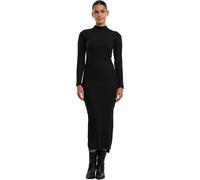Urban Classics Tb6933-ladies Rib Longlseeve Mockneck Dress NAN, Nero, M Donna