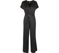 Urban Classics Ladies Satin Wide Leg Belt Jumpsuit Tuta Intera, Black, L da Donna