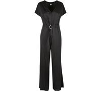 Urban Classics Ladies Satin Wide Leg Belt Jumpsuit Tuta Intera, Black, L da Donna