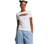 Urban Classics Ladies Short Cut out Tee Donna T-Shirt Nero 90% Cotone, 10% elasthane Regular