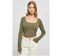 Urban Classics Ladies Short Rib Corsage Longsleeve, T-shirt, Donna, Verde (Olive), XL