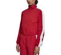 Urban Classics Ladies Short Striped Crinkle Track Jacket Giacca, Rosso (Red/Wht 00202), Small Donna