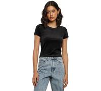Urban Classics Ladies Short Velvet Tee T-Shirt, Black, L Donna