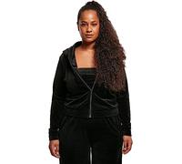 Urban Classics Ladies Short Velvet Zip Hoody Felpa con Cappuccio, Nero, 3XL Donna
