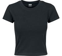 Urban Classics Maglia Elasticizzata Da Donna, In Jersey Cropped, T Shirt Nero (Black 00007), L