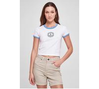 Urban Classics Tb5976-ladies Stretch Jersey Cropped Tee T-Shirt, Bianco/Blu Orizzonte, M Donna