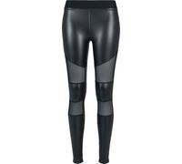 Urban Classics Ladies Tech Mesh Faux Leather Leggings Donna Leggings Nero