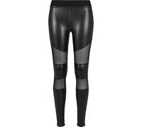 Urban Classics Ladies Tech Mesh Faux Leather Leggings Donna Leggings Nero