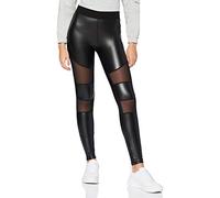 Urban Classics Ladies Tech Mesh Faux Leather Leggings, Nero, M Donna
