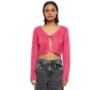 Urban Classics Ladies Tied Cropped Feather Cardigan Maglione, Hibiskuspink, XXXXL Donna