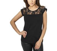 Urban Classics Ladies Top Laces Tee, Maglietta Donna, Nero, L