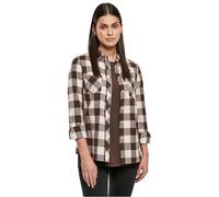 Urban Classics Ladies Turnup Checked Flanell Shirt, Camicia, Donna, Rosa (Pink/Brown), L