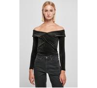 Urban Classics Ladies Velvet Rib Crossed Off Shoulder Longsleeve Black Taglia: S | Magliette intime Outlet | Donna | Nero