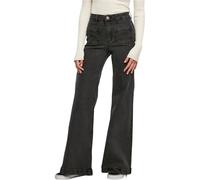 Urban Classics Ladies Vintage Flared Denim Pants, Pantaloni, Donna, Nero (Black Washed), 30