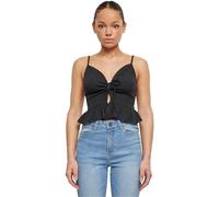 Urban Classics Ladies Waffle Pique Ruffle Top Donna Top Nero XL 65% Cotone, 35% Poliestere Regular