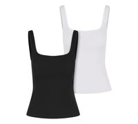 Urban Classics Ladies Wide Neck Rib Top 2-Pack Donna Top Nero/Bianco M