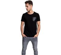 Urban Classics Leather Imitation Pocket Tee T-Shirt, Nero (Blk/Blk 00017), Small Uomo