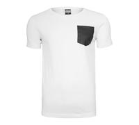 Urban Classics Leather Imitation Pocket Tee T-Shirt, Multicolore (Wht/Blk 00224), Small Uomo