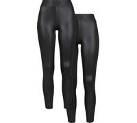 Urban Classics Leggings da donna in pelle sintetica 2 pezzi nero+nero XS Nero
