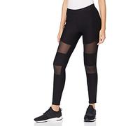 Urban Classics Leggings da Donna Tech Mesh Rib, Nero, M