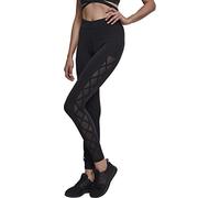 URBAN CLASSICS Leggings Donna Elasticizzati, Skinny Leggins Neri con Inserti in Retina, Pantalone Sportivo per Yoga e Fitness, Anche per Grandi Taglie XS - XL
