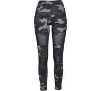 URBAN CLASSICS Leggings Donna Motivo Mimetico con Retina Trasparente, Camo Tech Mesh, Materiale Opaco - Pantaloni Sportivi, Taglia: XXL Colore darkcamo/nero