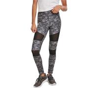 URBAN CLASSICS Leggings Donna Motivo Mimetico con Retina Trasparente, Camo Tech Mesh, Materiale Opaco - Pantaloni Sportivi, Taglia: L Colore dark digital camo