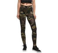 Urban Classics Leggings da donna Camo Tech Mesh con retina trasparente opaco woodcamo/nero M