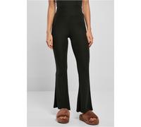 Urban Classics Leggings svasati a vita alta a costine da donna, nero 5XL Nero