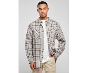 Urban Classics Lungo Oversize Grigio Camicia a Quadri Casual Reticolo Plaid