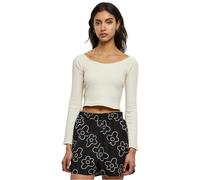 Urban Classics Tb5416-ladies Short Rib Wide V-Neck Longsleeve T-Shirt, Sabbia, XS Donna