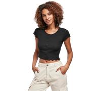 Urban Classics Maglietta da donna Donna Cropped Button Up Rib Tee Nero S Nero