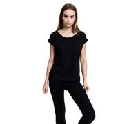 Urban Classics Ladies Long Back Shaped Slub Tee T-Shirt, Nero, M Donna