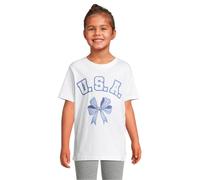 Urban Classics Maglietta bambina 2 Pack manica corta USA Bow & Girls Club UCK7918A 122/128 Bianco