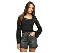 Urban Classics Maglia a Maniche Lunghe da Donna Cropped Lace T-Shirt, Nero, M