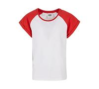 Urban Classics Raglan-Maglietta a Maniche Corte T-Shirt, Bianco/Hugered, 110 cm-116 cm Bambine e Ragazze