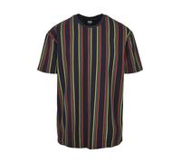 Urban Classics T-shirt uomo oversize stampata a righe retrò Blu Navy/Burnedred M