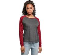 Urban Classics Tb4539-ladies Contrast Raglan Longsleeve T-Shirt, Carbone/Bordeaux, S Donna