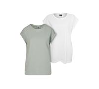 Urban Classics Tb771a-ladies Extended Shoulder Tee 2-Pack T-Shirt, Frostmint+Bianco, XXL Donna