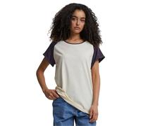 Urban Classics Tb1913-Maglietta da Donna Raglan a Contrasto T-Shirt, Bianco Sabbia/Purplenight, M