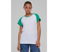 Urban Classics Maglietta da Donna Raglan a Contrasto T-Shirt, Bianco/Verde Chiaro