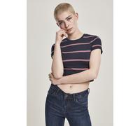 Urban Classics Maglietta da donna Maglietta da donna tinta in filo Skate Stripe Cropped Tee XL Blu