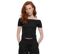 Urban Classics Maglietta da Donna Organic off Shoulder Rib Tee Black S, Nero, S