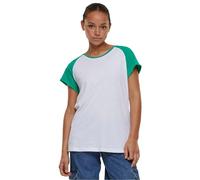 Urban Classics Maglietta da Donna Raglan a Contrasto T-Shirt, Bianco/Verde Chiaro, M