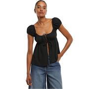 Urban Classics Maglietta da Donna Ruffled, con Maniche a Sbuffo e Fiocchi, in Jersey Singolo, Taglio Femminile, per Tutti i Giorni e L'Estate