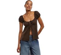 Urban Classics Maglietta da Donna Ruffled, con Maniche a Sbuffo e Fiocchi, in Jersey Singolo, Taglio Femminile, per Tutti i Giorni e L'Estate