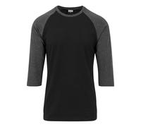 URBAN CLASSICS Maglietta da Uomo con Manica a Tre Quarti, Scollo Totondo, in Cotone, Lunghezza Regolare, Stile Casual, Colore: Nero/Grigio, Taglia: 4XL