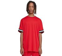 Urban Classics Maglietta da Uomo, Oversized Stripes Mesh Tee, Maglietta a Maniche Corte, da Uomo, Oversize, con Punte sull'Orlo delle Maniche, cityred, M, Rosso City, M