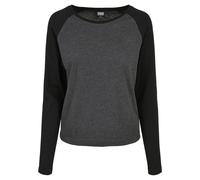 Urban Classics Ladies Contrast Raglan Longsleeve T-Shirt, Carbone/Nero, XXXXXL Donna